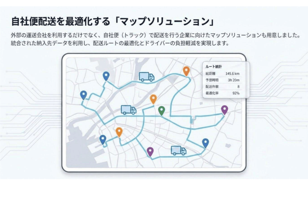 自社便配送を最適化する「マップソリューション」